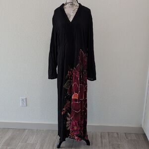 Farm By Anthropologie Black Floral Maxi Dress